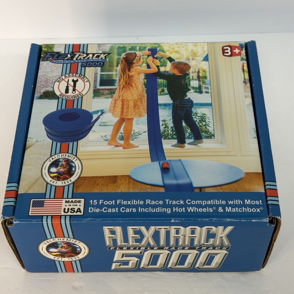 Valchemist FlexTrack 5000 15 Ft Flexible Race Track Hot Wheels 1:64 Blue